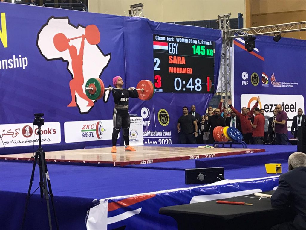 For the Second time…. Sara Samir makes new African record in 76 kg, Clean
